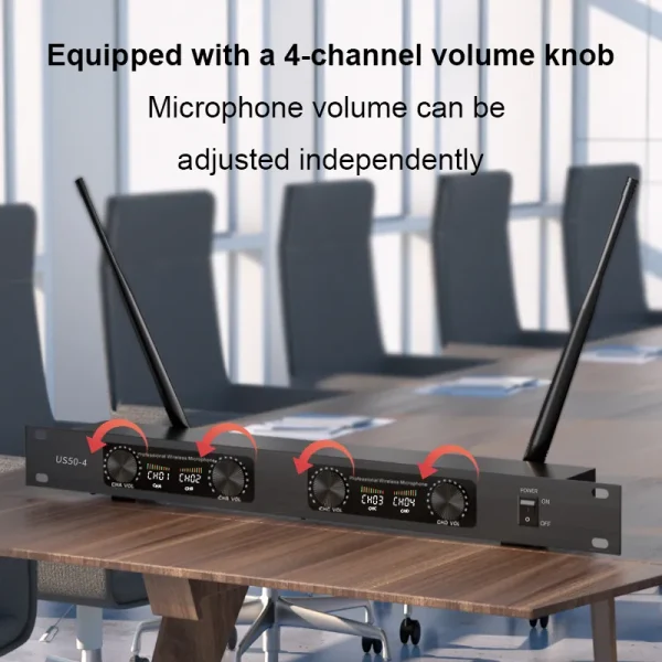 150M Reception 4 Handheld Wireless Metal Microphones for Meetings - Image 3