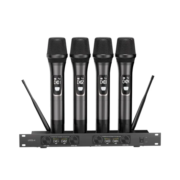 150M Reception 4 Handheld Wireless Metal Microphones for Meetings