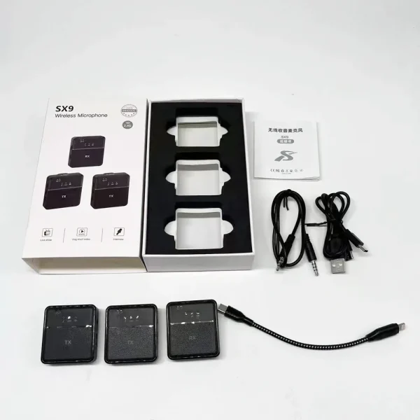 3 in 1 Wireless Live Broadcast Recording Noise Cancelling Lavalier Wireless Microphone SX9 for Android and IOS Camera Speaker - Image 5
