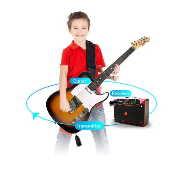 XIEXUNDA Folder-able Wireless Guitar System Microphone Bass Guitar Wireless UHF Receiver