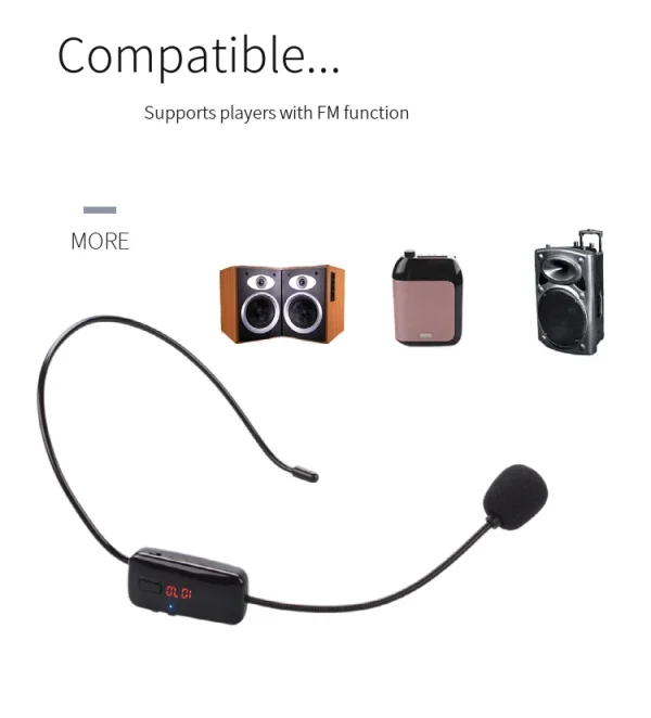 Hot Sale Wireless Microphone Long Range Wireless Microphone  for Speech for Teaching Fm Wireless Microphone Headset - Image 2