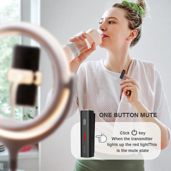 Podcast Microphones 1 Drag 2 Mic 2.4G Video Recording Wireless Lavalier Microphone Portable Mini Mic - Image 2