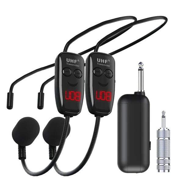 Dual Headset Microphones UHF Wireless Headset Mic 2 in 3.5mm & 6.35mm Jacks, Ideal for Teaching, Fitness, Yoga, PA System - Image 6