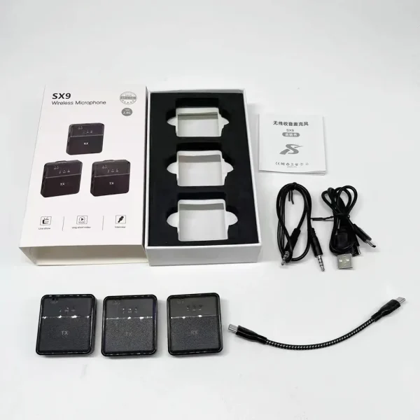 3 in 1 Wireless Live Broadcast Recording Noise Cancelling Lavalier Wireless Microphone SX9 for Android and IOS Camera Speaker - Image 4