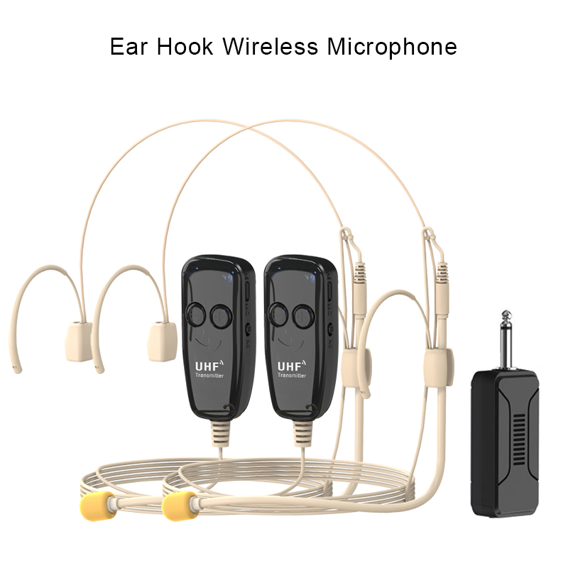 U12B2 Dual Head-mounted UHF Wireless Microphone Earhook/Handheld