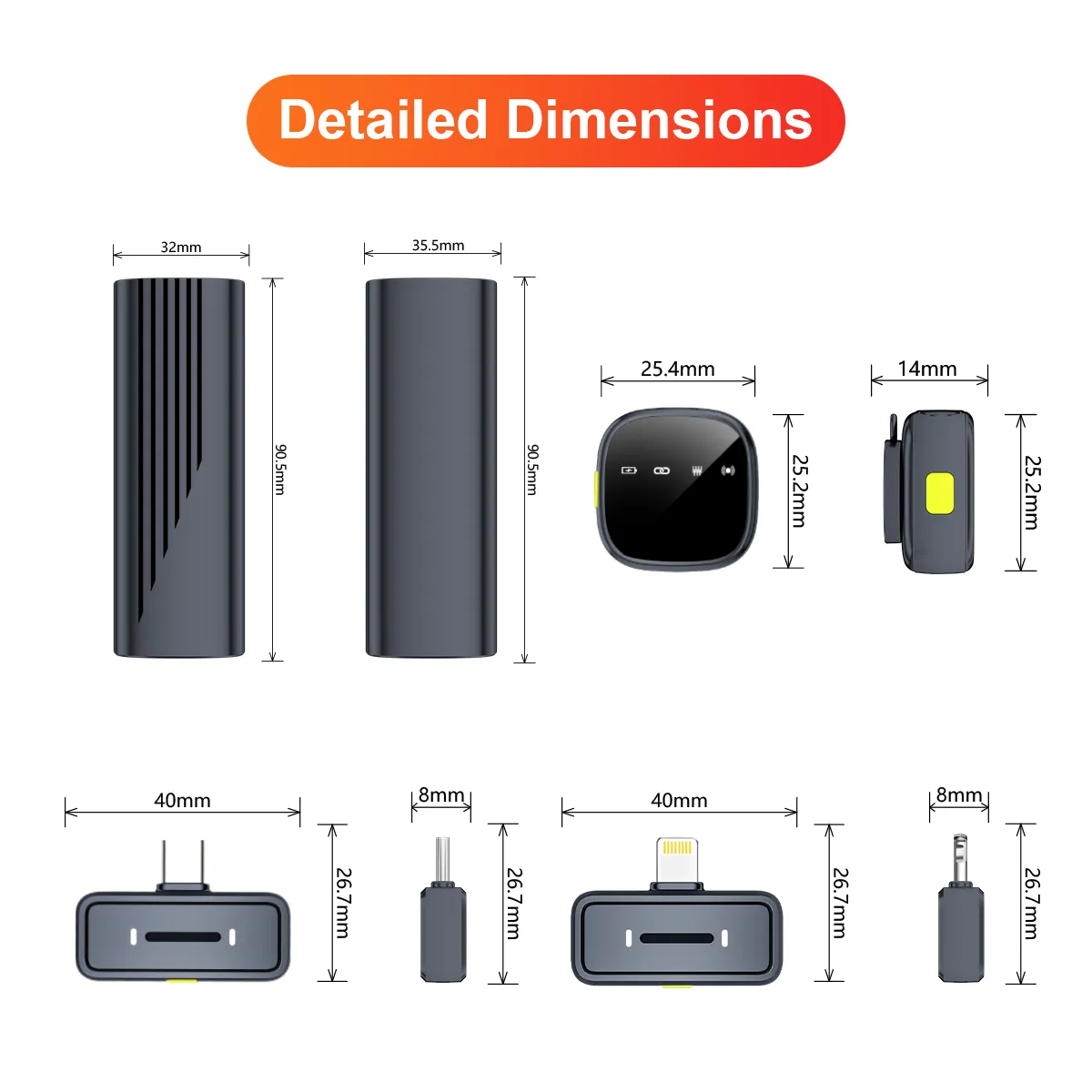 Dual Wireless Lapel Recording Microphone - 图片 10