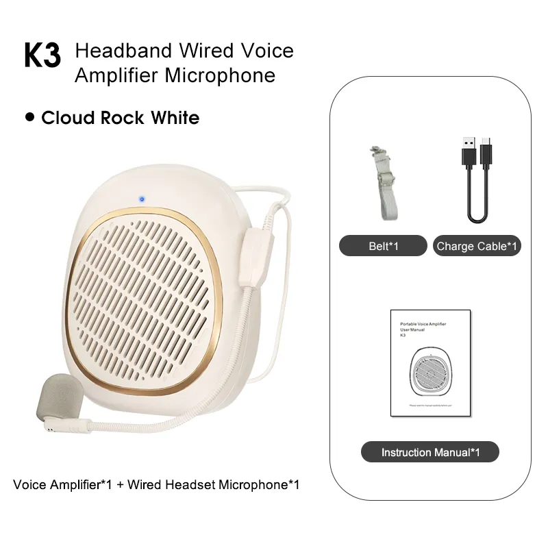 K3 Mini Portable Voice Amplifier with Wired Headset Microphone for Teachers - 图片 9