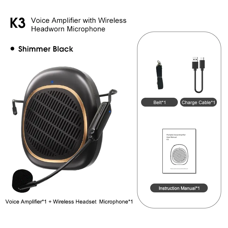 K3 Wireless Headset Microphone & Loudspeaker for Promotion and Tour Guide - 图片 9